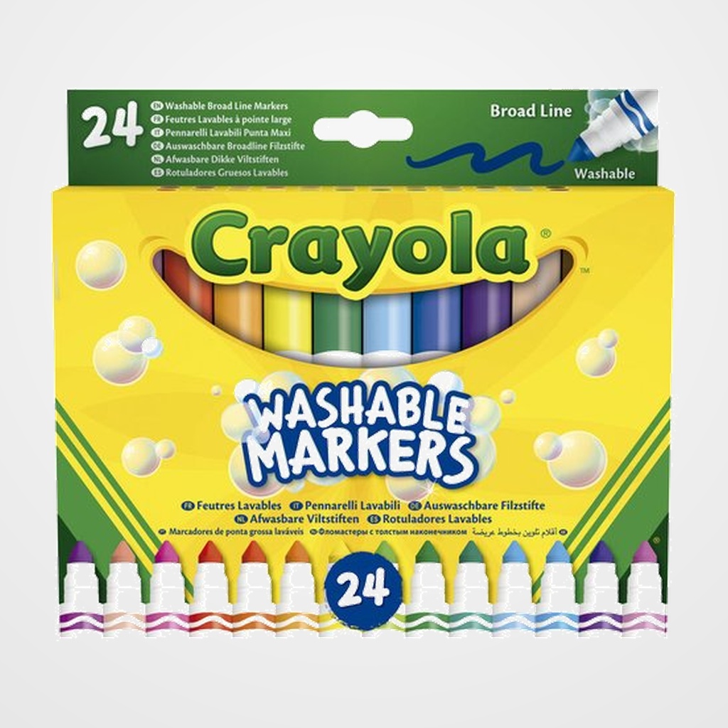 ROTULADOR FIBRA CRAYOLA SUPER LAVABLE PUNTA MAXI CAJA de 24