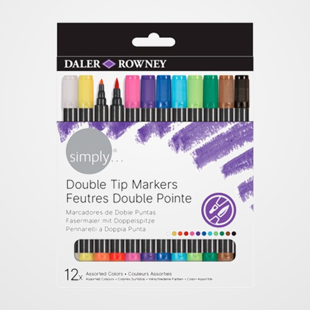 ROTULADOR FIBRA DALER ROWNEY DOBLE PUNTA SIMPLY ESTUCHE DE 12