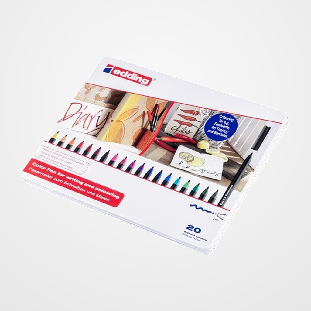 ROTULADOR FIBRA EDDING 1300 CAJA de METAL de 20