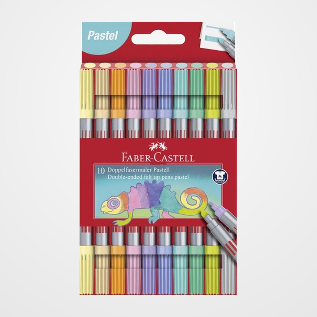 ROTULADOR FIBRA FABER-CASTELL DOBLE PUNTA PASTEL CAJA de 10