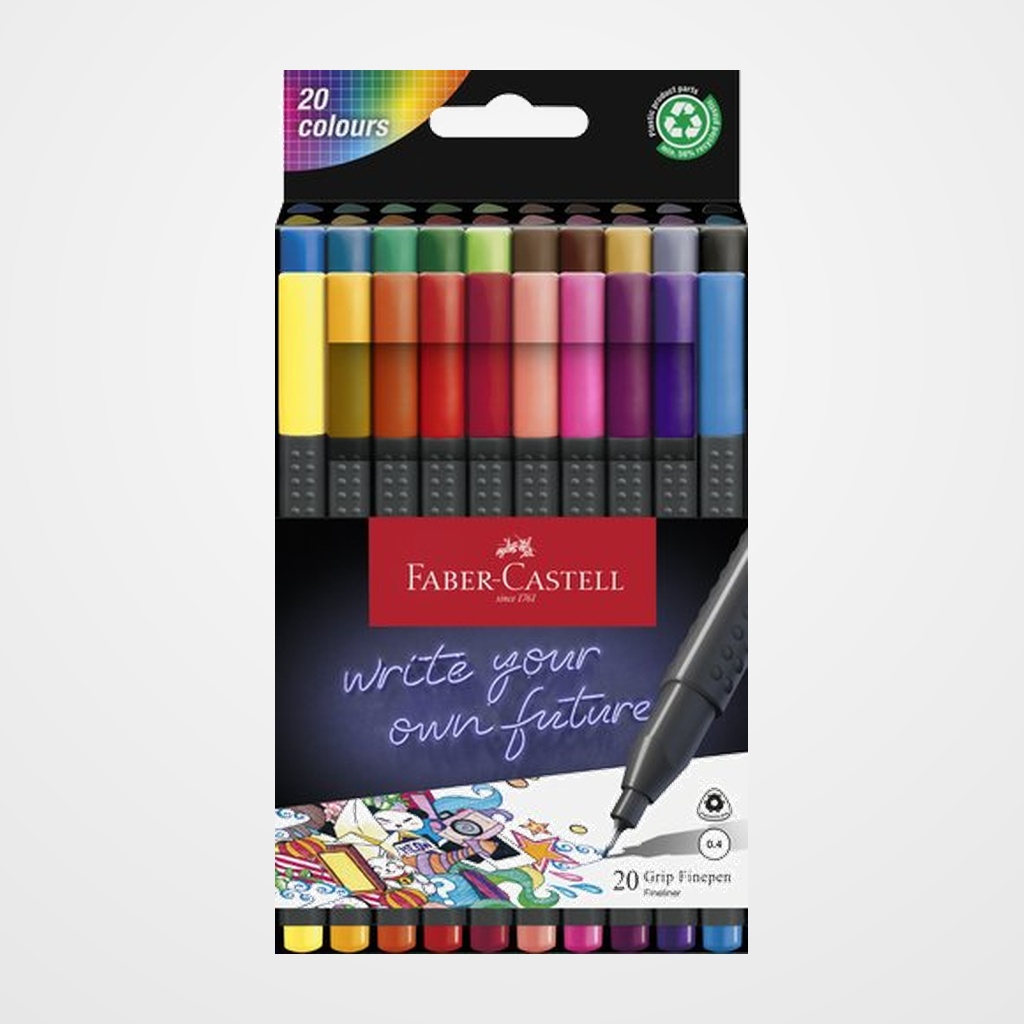 ROTULADOR FIBRA FABER-CASTELL GRIP FINEPEN 1516 ESTUCHE de 20