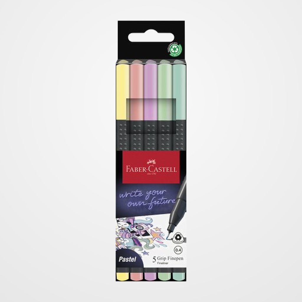 ROTULADOR FIBRA FABER-CASTELL GRIP FINEPEN 1516 PACK de 5 COLORES PASTELES