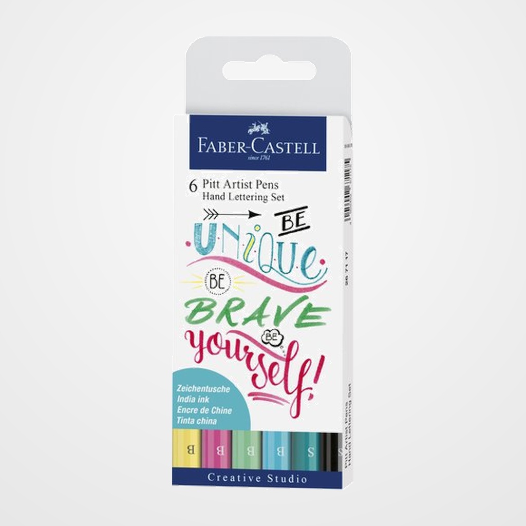 ROTULADOR FIBRA FABER-CASTELL PITT HAND LETTERING BOLSA DE 6
