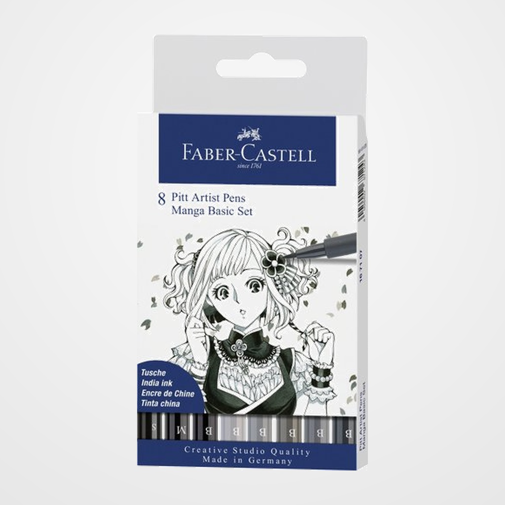 ROTULADOR FIBRA FABER-CASTELL PITT MANGA ESTUCHE DE 8 (NEGRO Y GRIS)