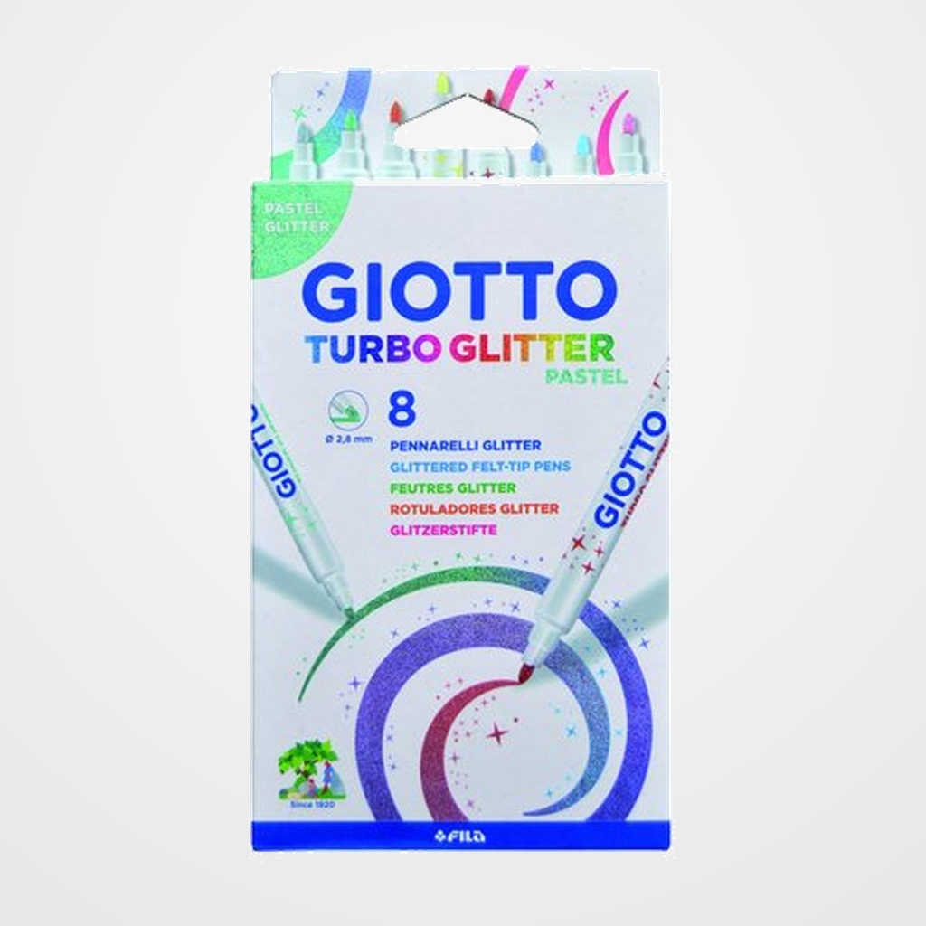 ROTULADOR FIBRA GIOTTO TURBO GLITTER PASTEL CAJA de 8