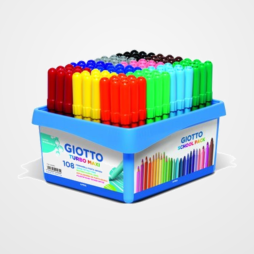 ROTULADOR FIBRA GIOTTO TURBO MAXI SCHOOL PACK de 108 (9x12 col.)