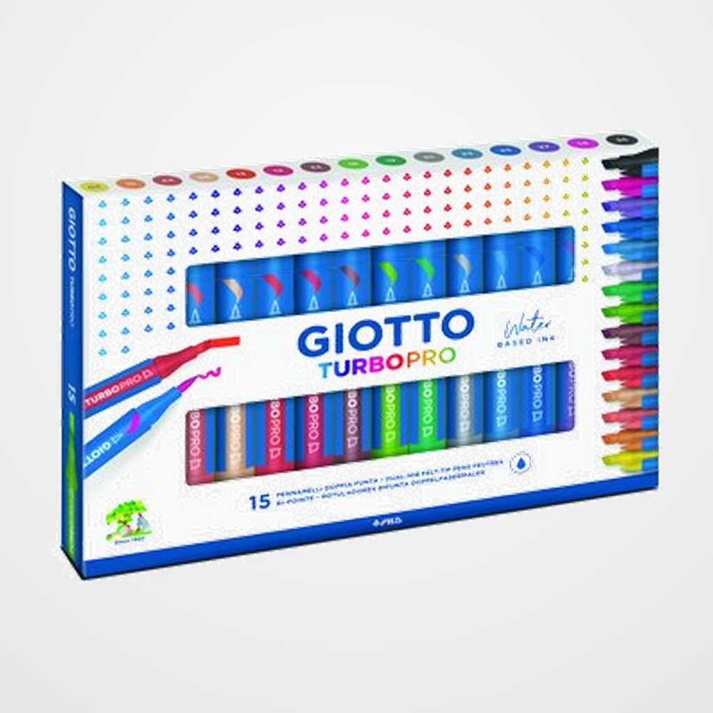 ROTULADOR FIBRA GIOTTO TURBO PRO DOBLE PUNTA ESTUCHE de 15