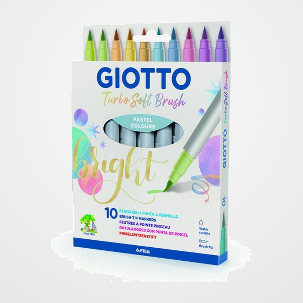 ROTULADOR FIBRA GIOTTO TURBO SOFT BRUSH PASTEL ESTUCHE DE 10