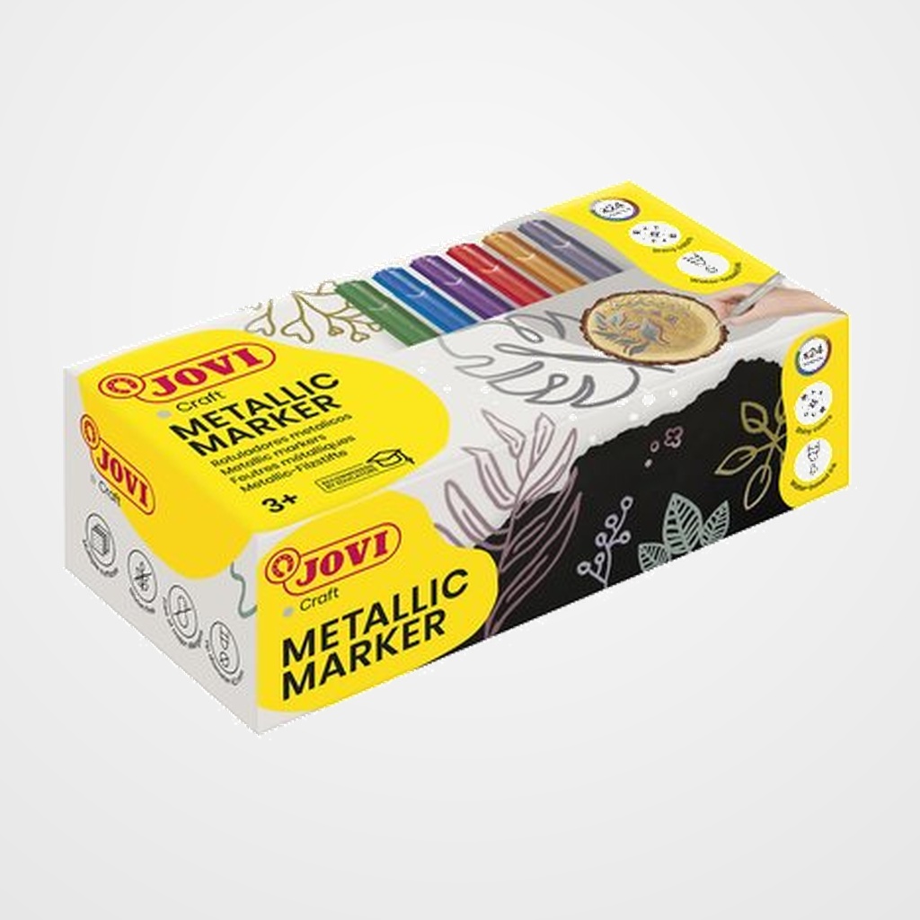 ROTULADOR FIBRA JOVI DECOR METALIC SURTIDO CAJA de 24 3x ROSA, MALVA, AZUL Y VERDE 6x PLATA Y ORO