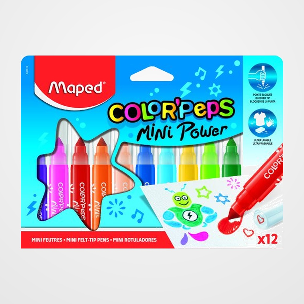 ROTULADOR FIBRA MAPED COLOR´PEPS MINI JUMBO ESTUCHE de 12