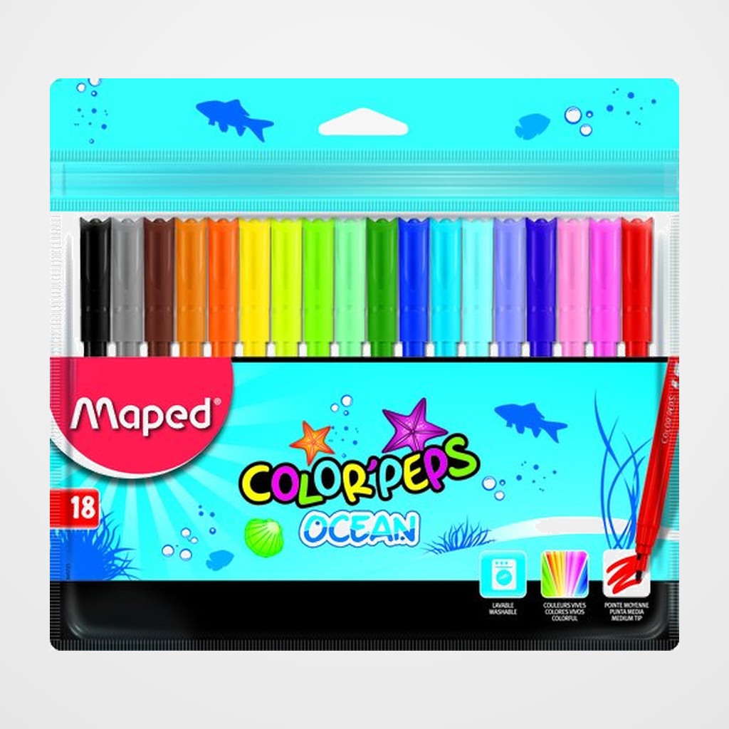 ROTULADOR FIBRA MAPED COLOR´PEPS OCEAN ESTUCHE de 18