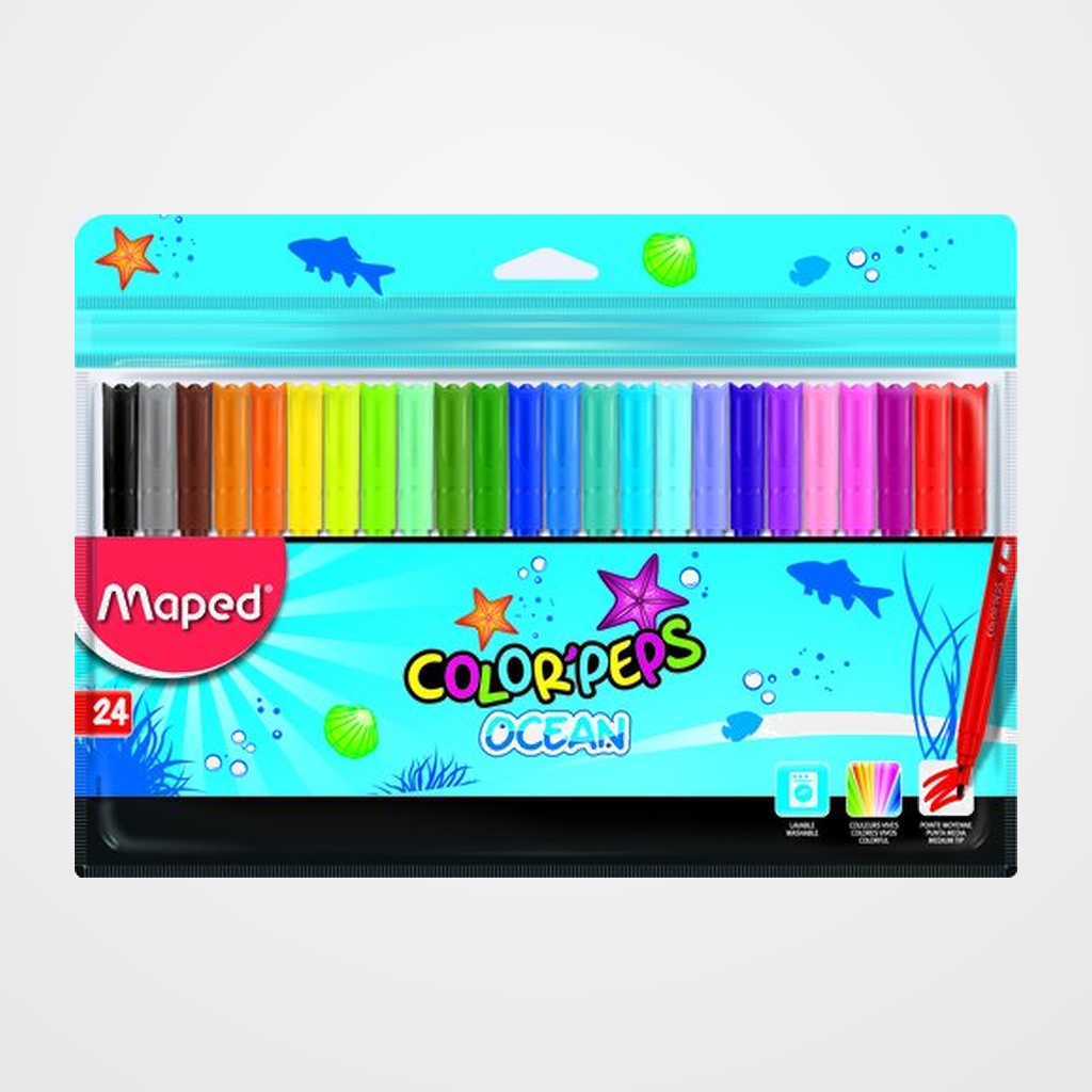 ROTULADOR FIBRA MAPED COLOR´PEPS OCEAN ESTUCHE de 24