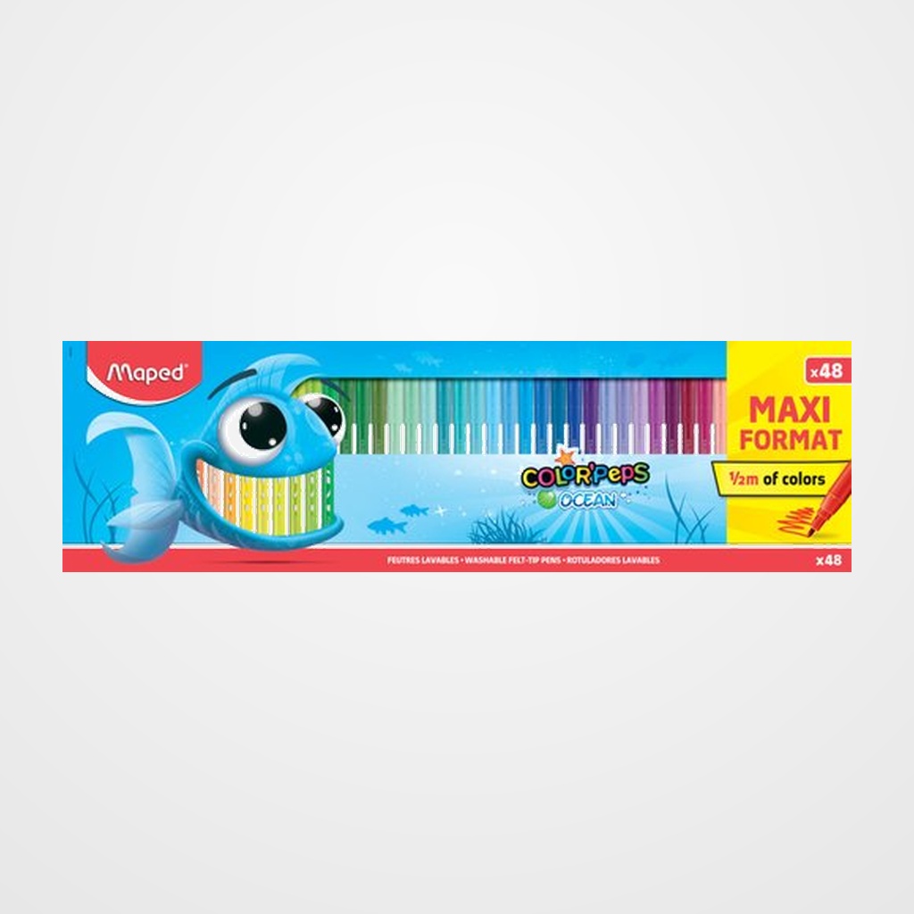 ROTULADOR FIBRA MAPED COLOR´PEPS OCEAN ESTUCHE de 48