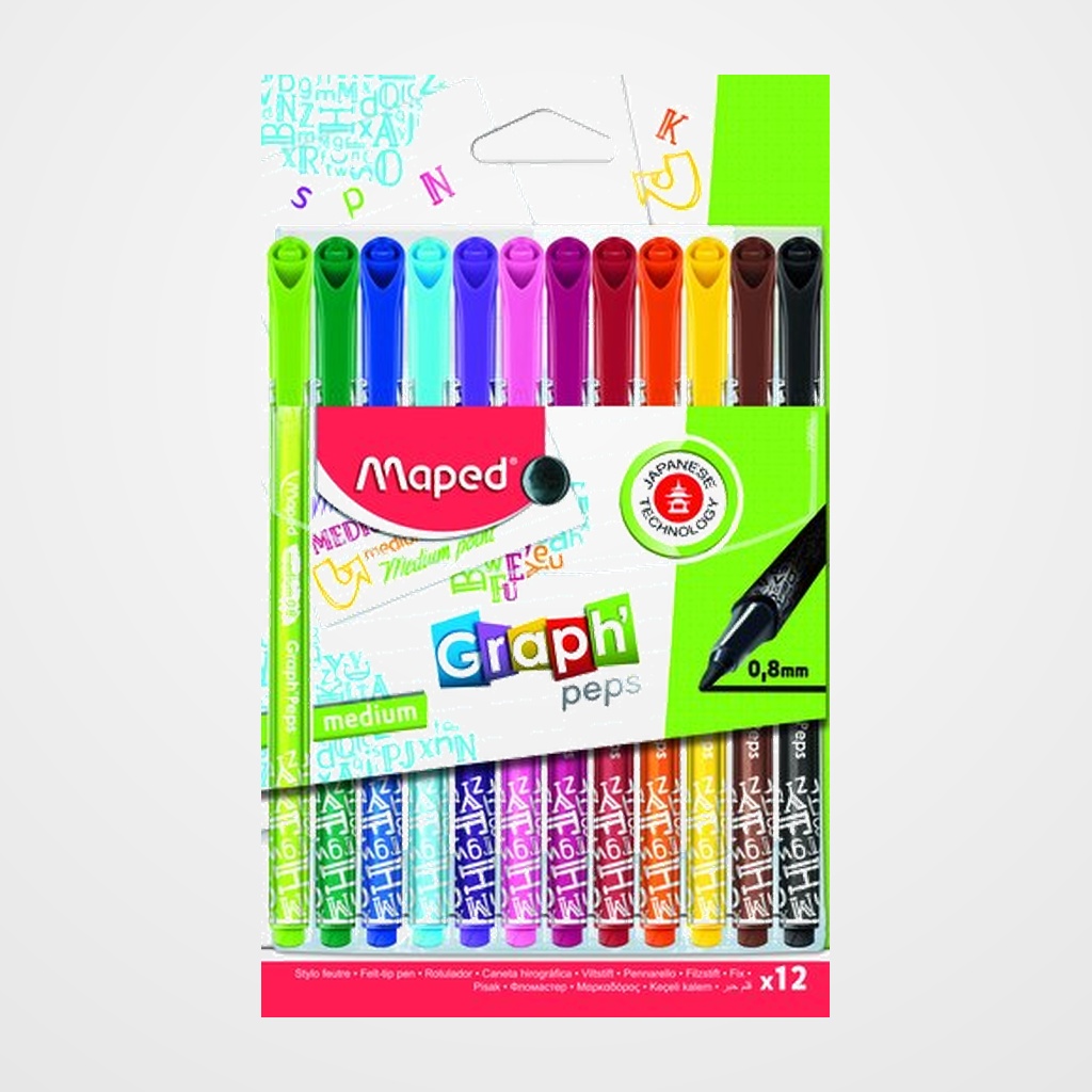 ROTULADOR FIBRA MAPED GRAPH PEPS DECO ESTUCHE de 12