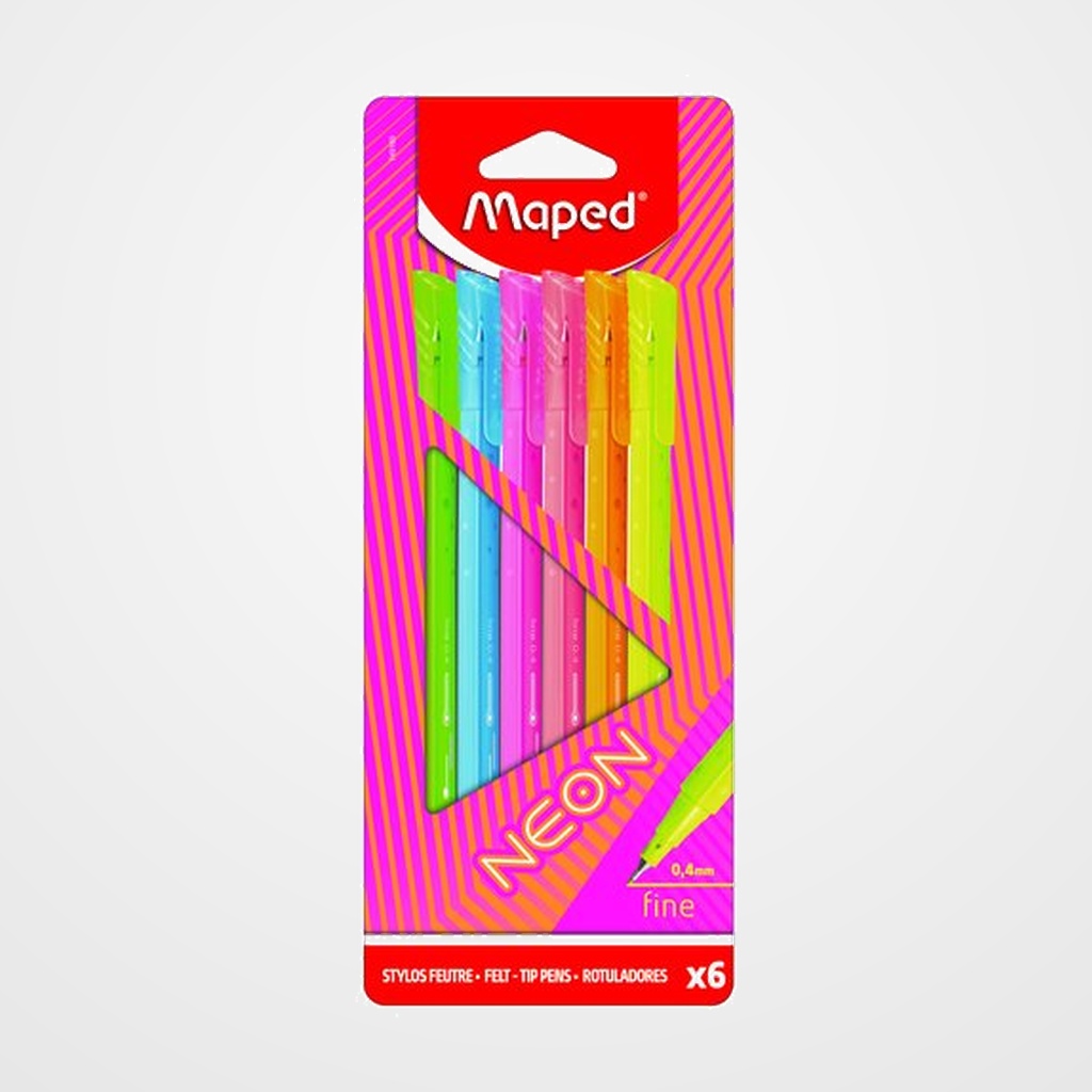 ROTULADOR FIBRA MAPED GRAPH PEPS NEON 0.4mm ESTUCHE de 6