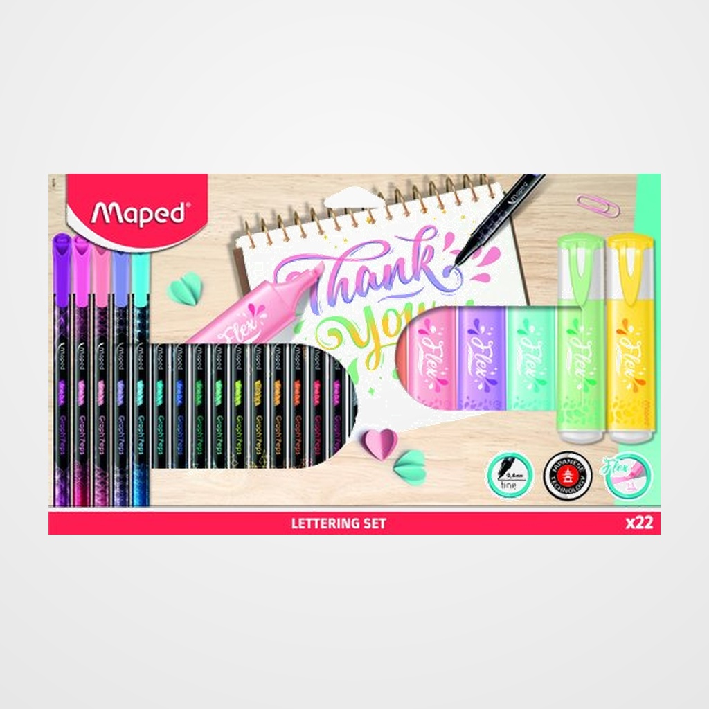 ROTULADOR FIBRA MAPED LETTERING SET de 22