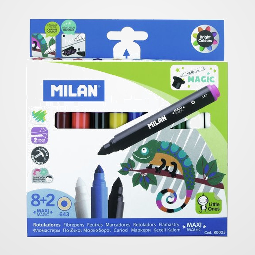 ROTULADOR FIBRA MILAN MAXI MAGIC ESTUCHE de 10 (8+2 S/C)