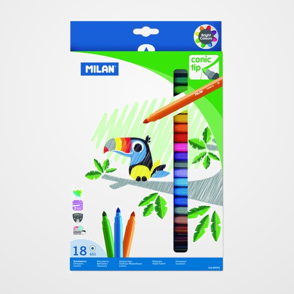 ROTULADOR FIBRA MILAN PUNTA CONICA ESTUCHE 18