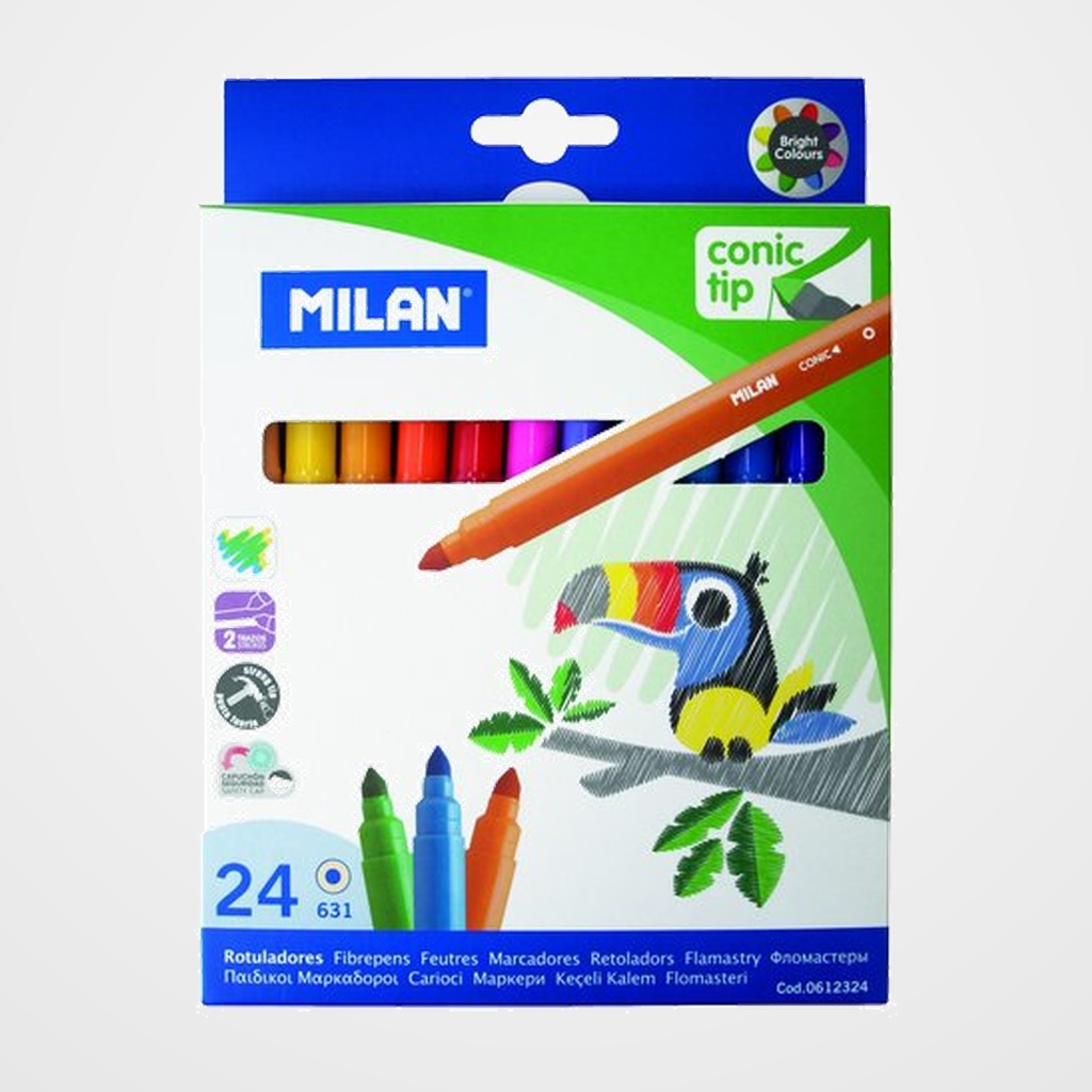 ROTULADOR FIBRA MILAN PUNTA CONICA ESTUCHE 24