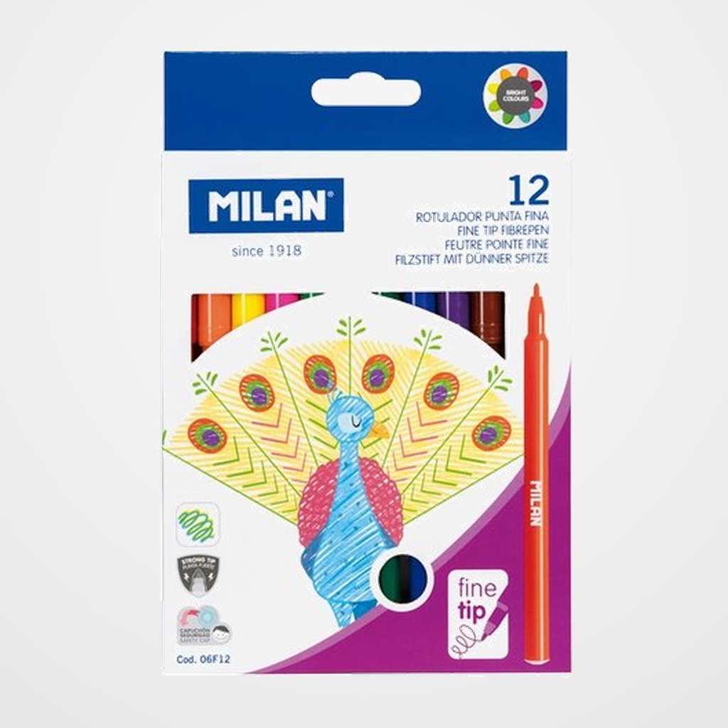 ROTULADOR FIBRA MILAN PUNTA FINA ESTUCHE DE 12