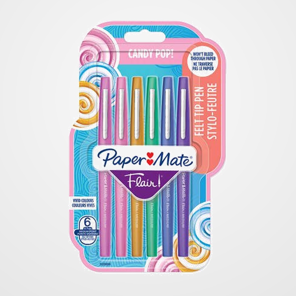 ROTULADOR FIBRA PAPER MATE CANDY POP SURTIDO BLISTER de 6