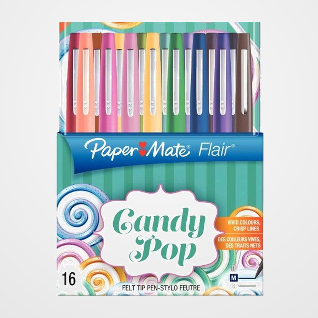 ROTULADOR FIBRA PAPER MATE FLAIR ORIG.M (1,1)  CANDY POP BLISTER DE 16