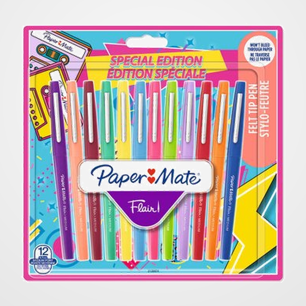 ROTULADOR FIBRA PAPER MATE FLAIR ORIG.M (1,1)  RETRO BLISTER de 12