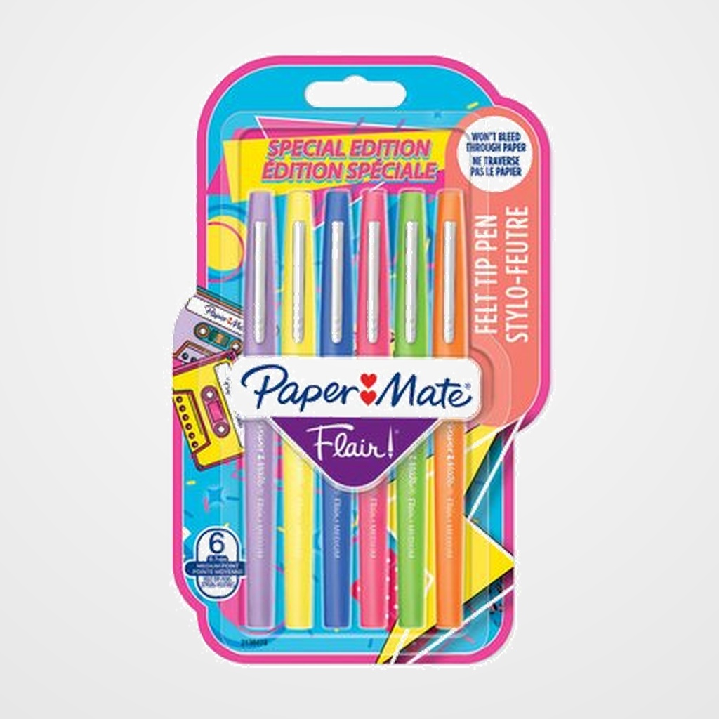 ROTULADOR FIBRA PAPER MATE FLAIR ORIG.M (1,1)  RETRO BLISTER de 6