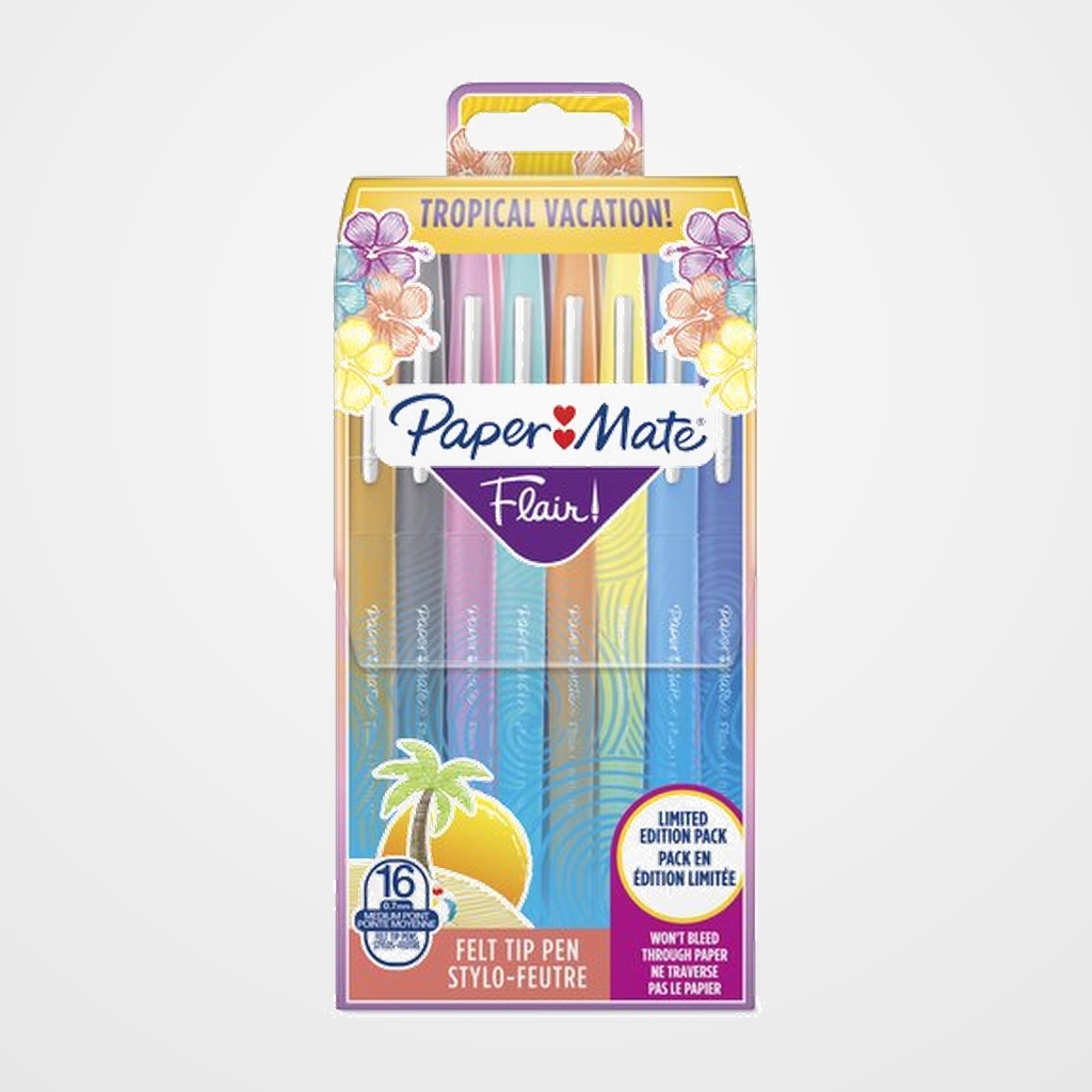 ROTULADOR FIBRA PAPER MATE FLAIR ORIG.M (1,1)  TROPICAL VACATION BLISTER DE 16