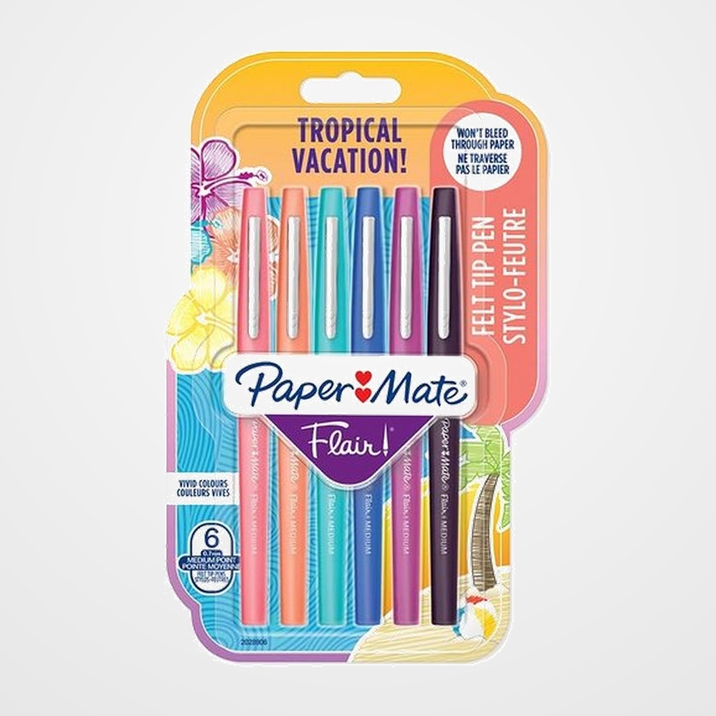 [10205484] ROTULADOR FIBRA PAPER MATE TROPICAL VACATION SURTIDO BLISTER de 6