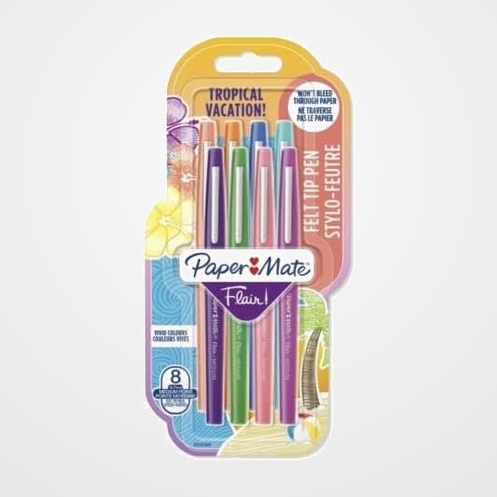 [10205485] ROTULADOR FIBRA PAPER MATE TROPICAL VACATION SURTIDO BLISTER de 8