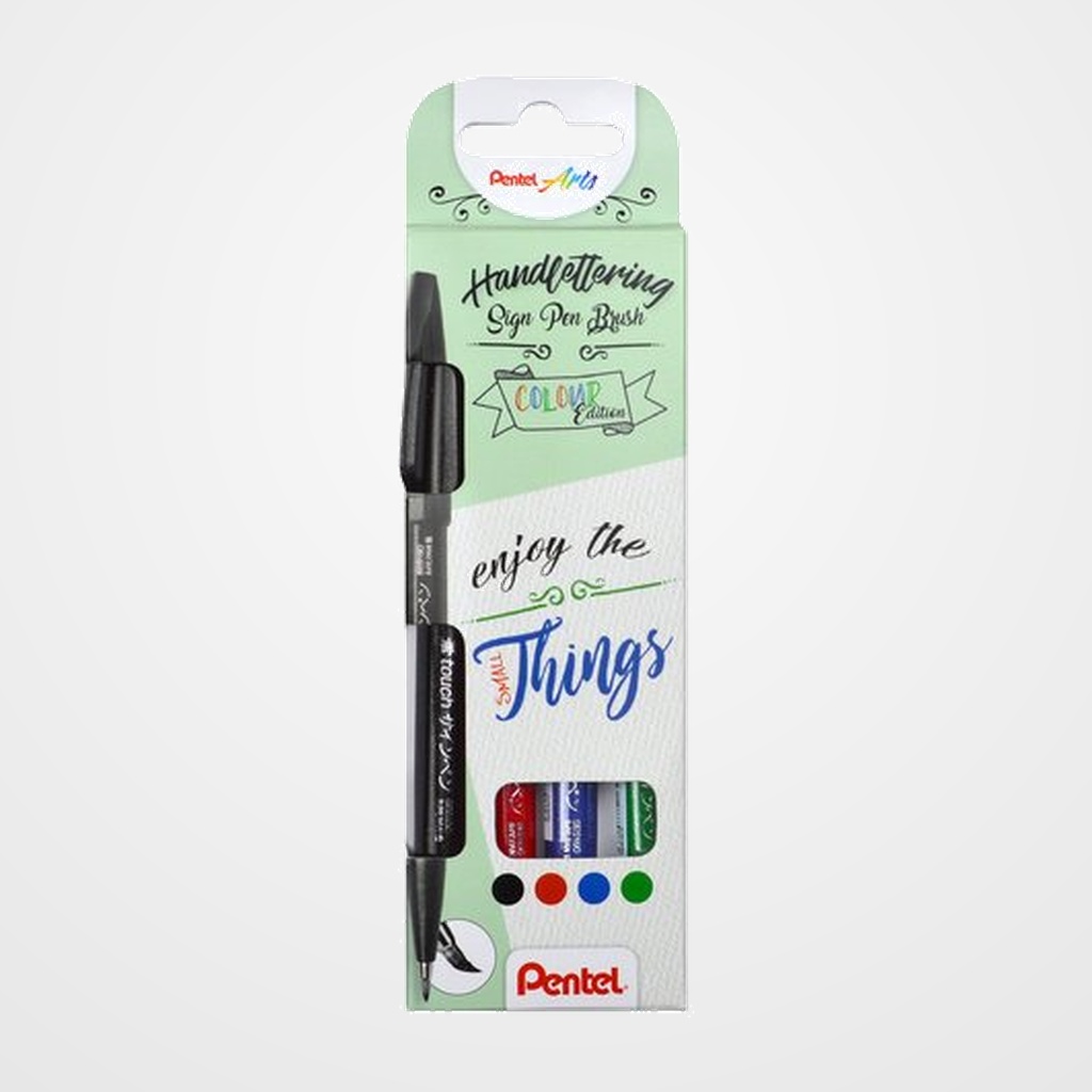 ROTULADOR FIBRA PENTEL TOUCH COLORES BASICOS ESTUCHE de 4