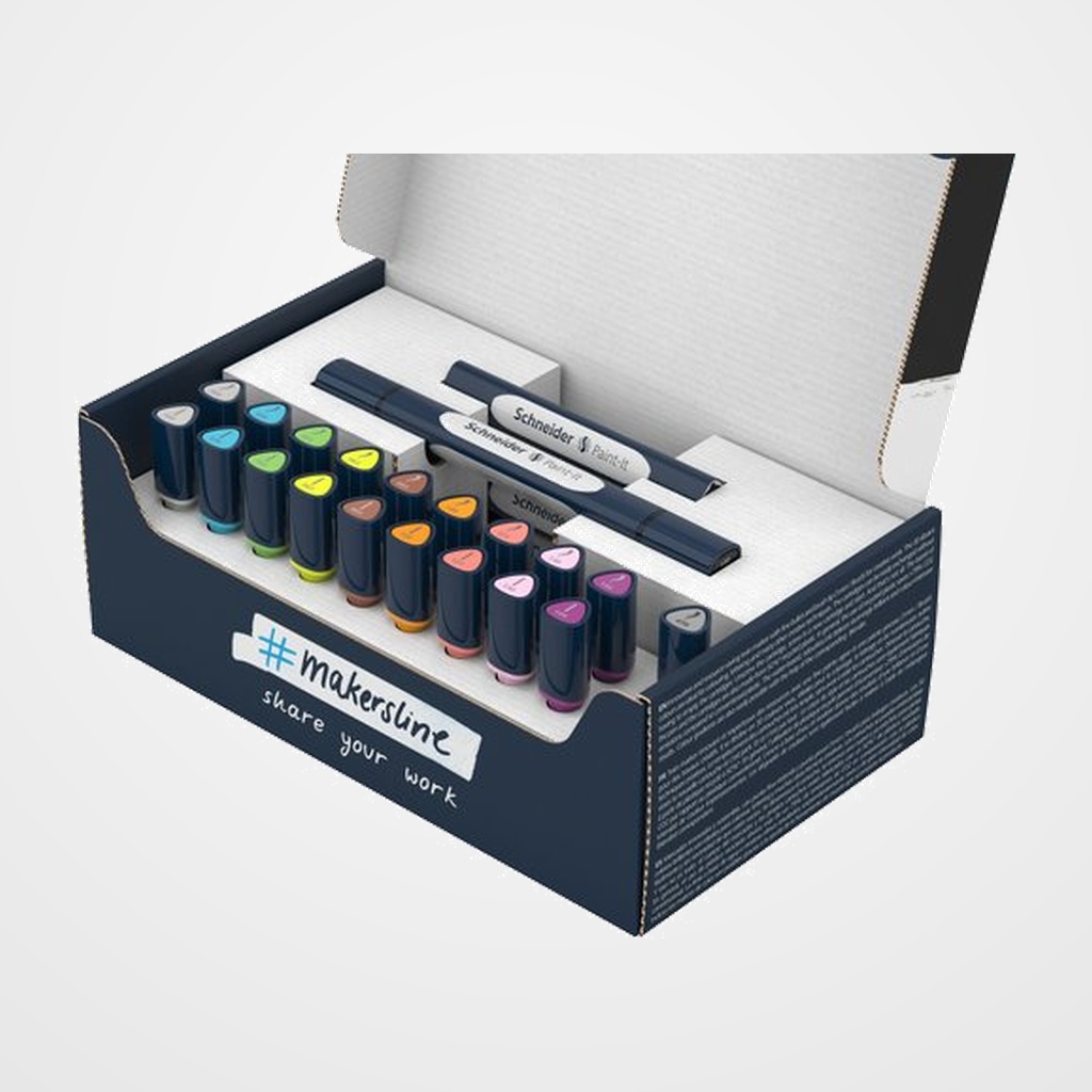 ROTULADOR FIBRA SCHNEIDER TWINMARKER PAINT-IT 040 SURT. CAJA DE 27 PIEZAS