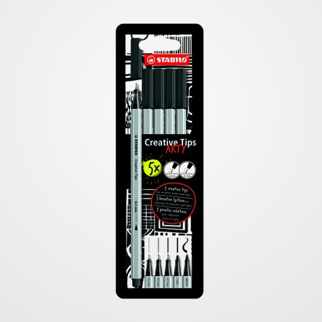 ROTULADOR FIBRA STABILO CREATIVE TIPS ARTY LINE CAJA CARTON de 5