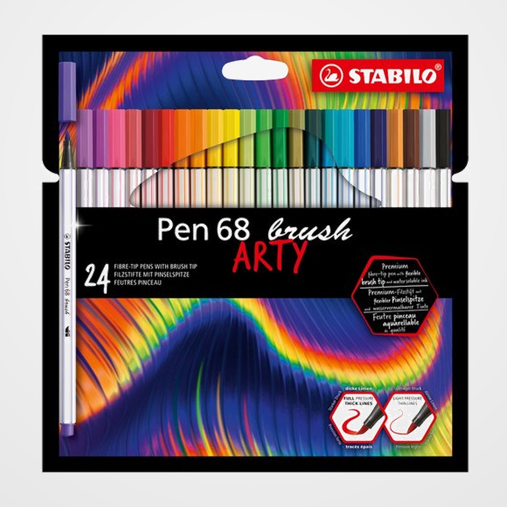 ROTULADOR FIBRA STABILO PEN BRUSH ARTY LINE PUNTA PINCEL CAJA CARTON de 24