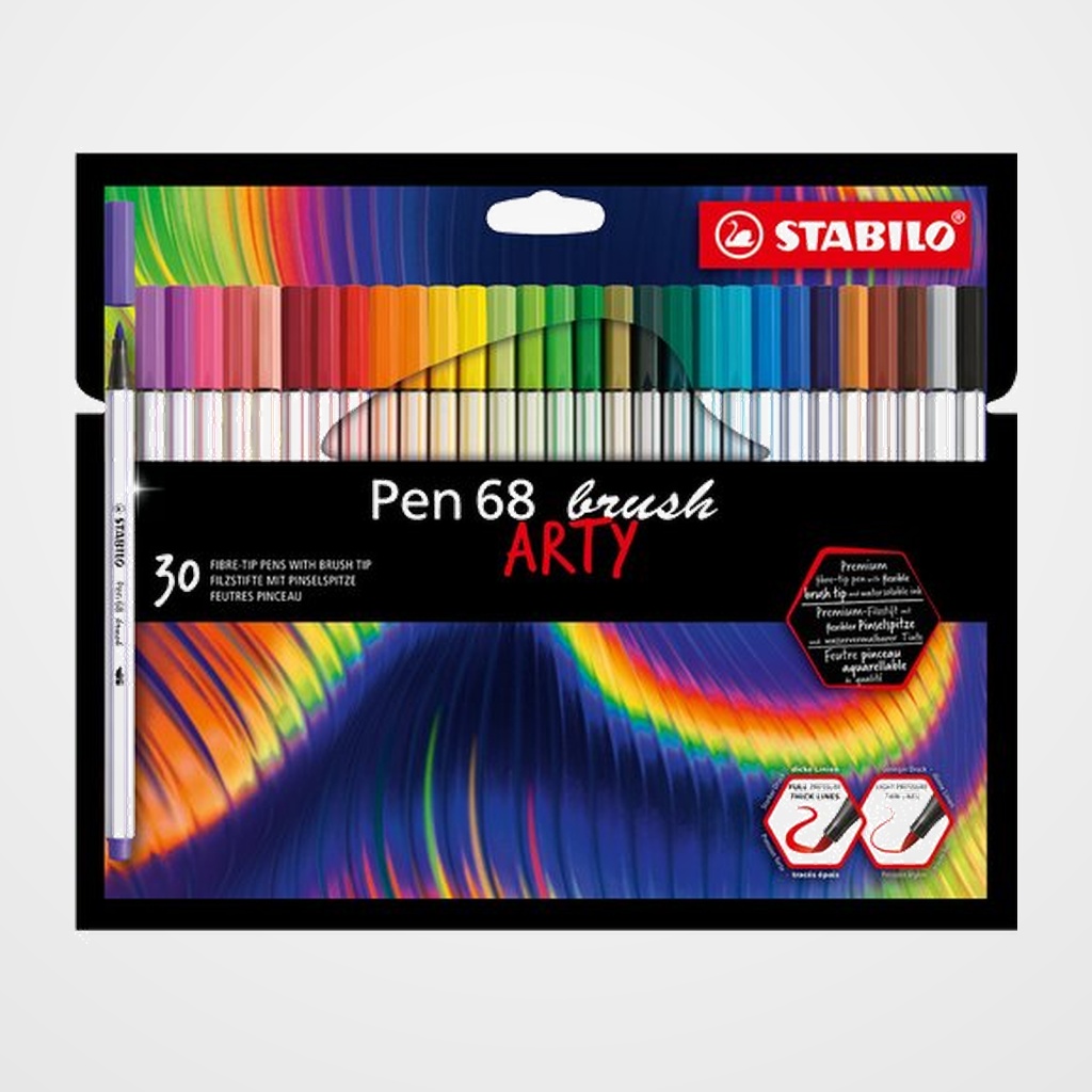 ROTULADOR FIBRA STABILO PEN BRUSH ARTY LINE PUNTA PINCEL CAJA CARTON de 30
