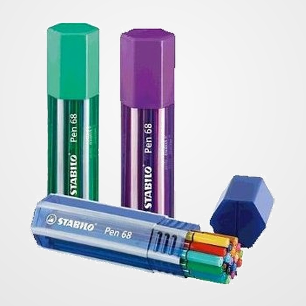 ROTULADOR FIBRA STABILO PEN 68  BIG PEN BOX PORTATODO PLASTICO 20 UNIDADES