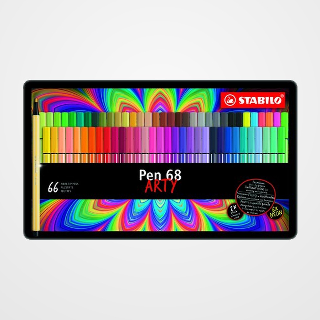 ROTULADOR FIBRA STABILO PEN 68 ARTY LINE ESTUCHE METAL DE 66