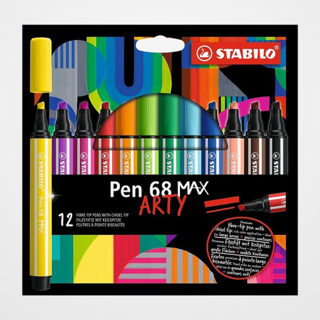 ROTULADOR FIBRA STABILO PEN 68 MAX ARTY LINE CAJA CARTON de 12