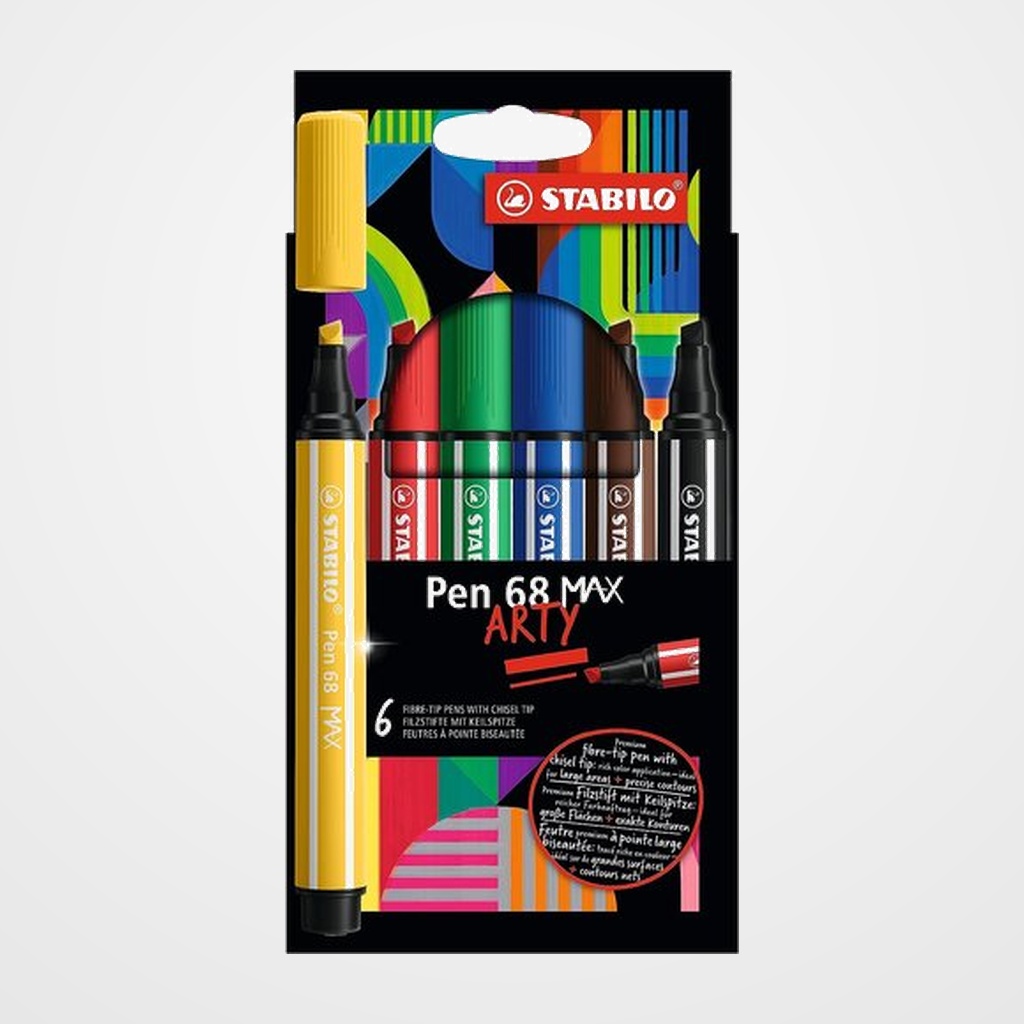 ROTULADOR FIBRA STABILO PEN 68 MAX ARTY LINE CAJA CARTON de 6