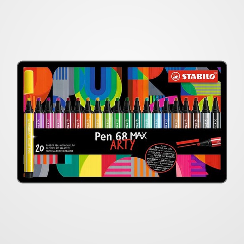 ROTULADOR FIBRA STABILO PEN 68 MAX ARTY LINE ESTUCHE METAL de 20