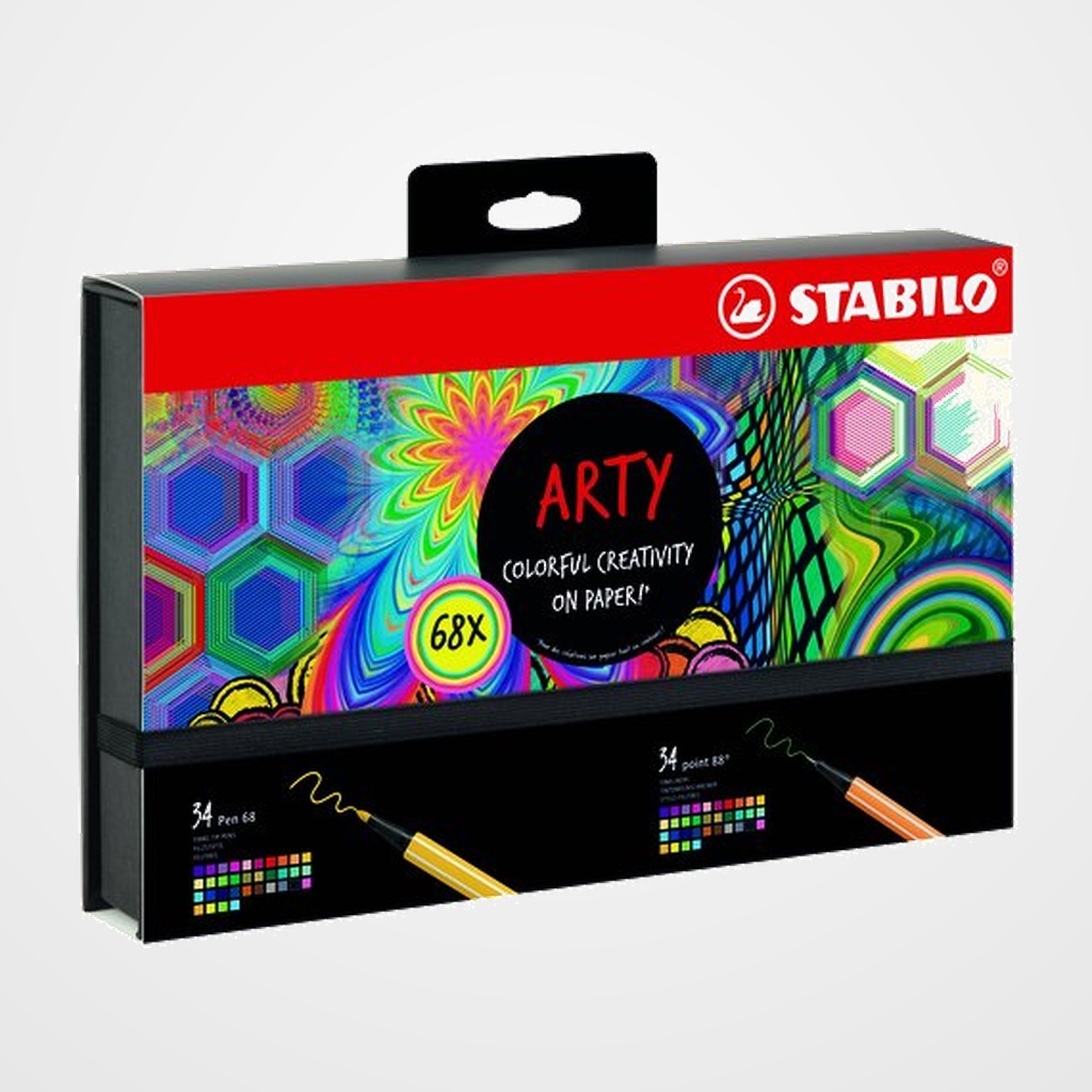 ROTULADOR FIBRA STABILO PEN 68/POINT 88 ARTY LINE HERO SET DE 68 (34x Pen 68 y 34x Point 88)
