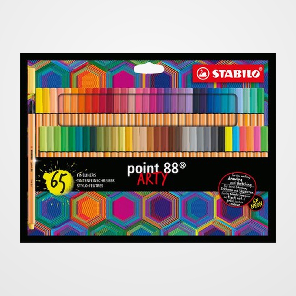 ROTULADOR FIBRA STABILO POINT 88 ARTY LINE ESTUCHE CARTON DE 65