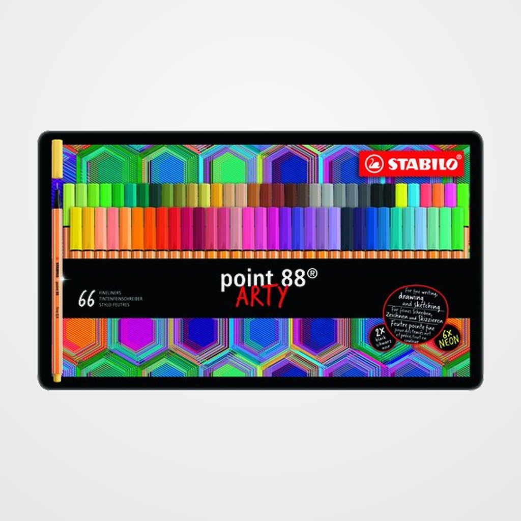 ROTULADOR FIBRA STABILO POINT 88 ARTY LINE ESTUCHE METAL DE 66