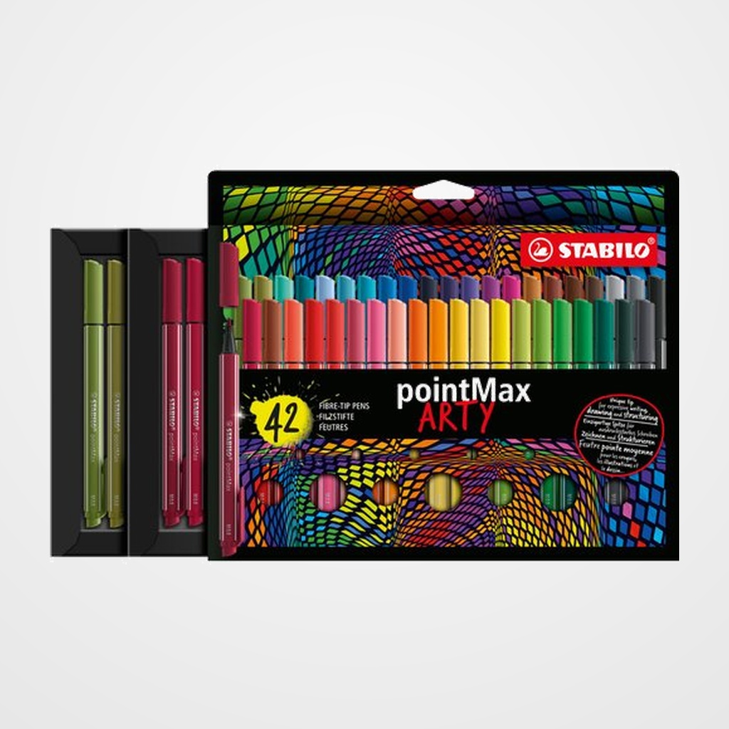 ROTULADOR FIBRA STABILO POINTMAX ARTY LINE ESTUCHE CARTON de 42