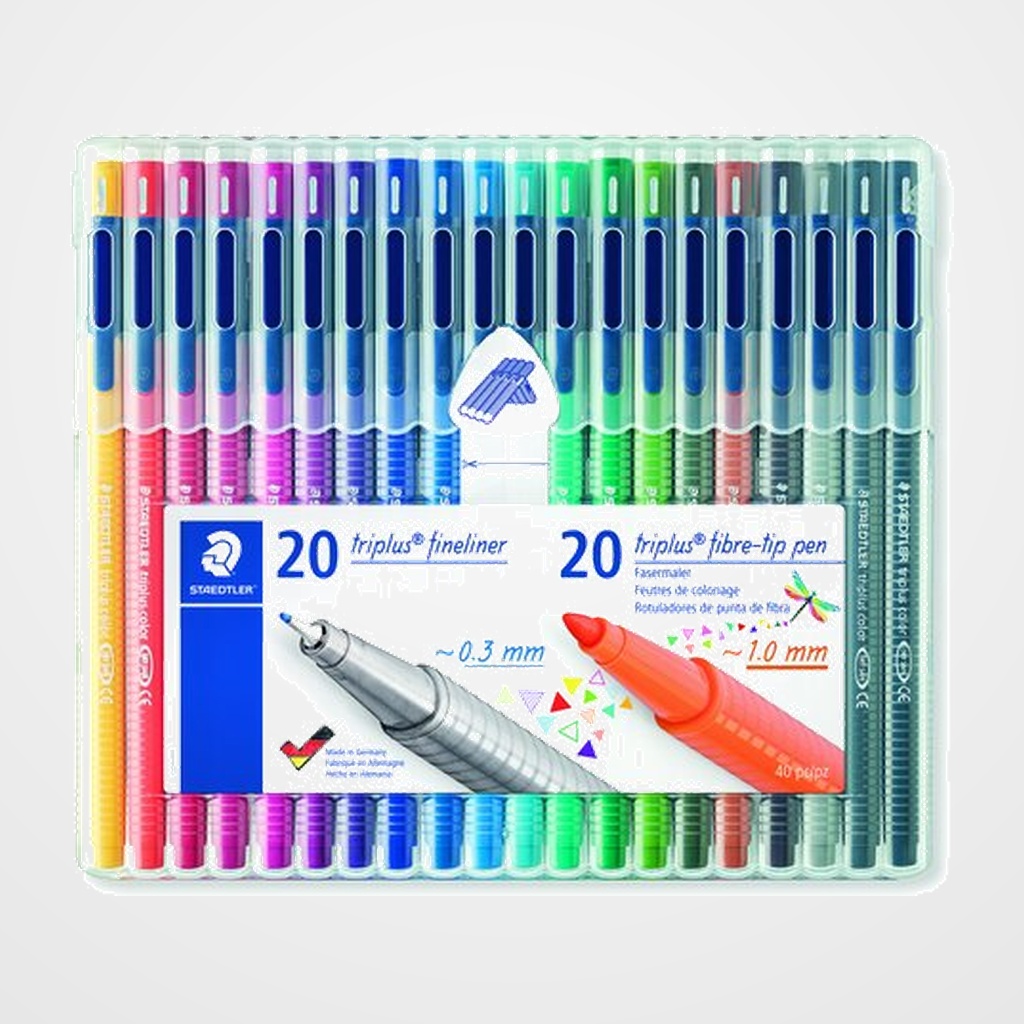 ROTULADOR FIBRA STAEDTLER  334 TRIPLUS FINELINER + 323 TRIPLUS COLOR BOX de 40 20x 334 Triplus fineliner 20x 323 Triplus color
