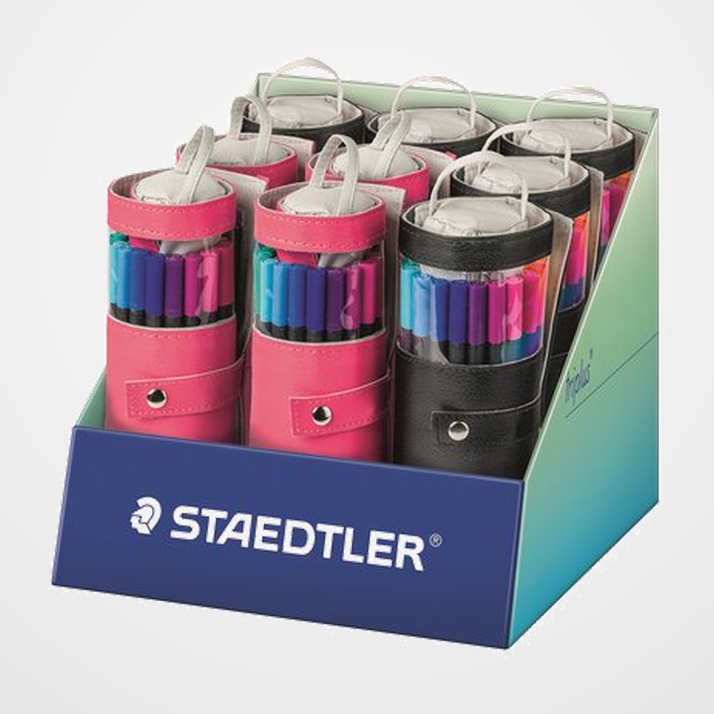 ROTULADOR FIBRA STAEDTLER  334 TRIPLUS FINELINER ENROLLABLE 20pz EXPOSITOR DE 9