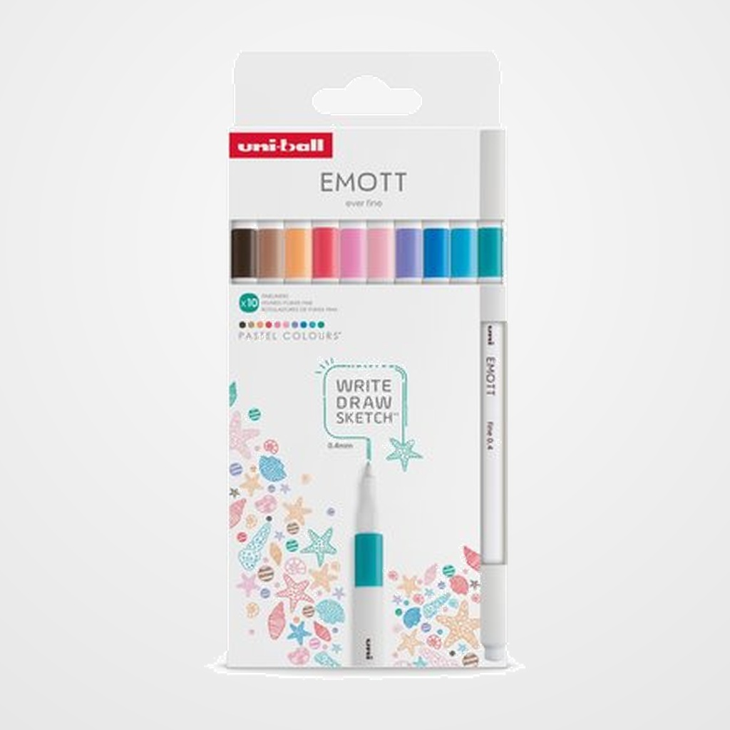 ROTULADOR FIBRA UNI-BALL EMOTT FINELINER PEM-SY (0,4) COLORES PASTEL ESTUCHE de 10