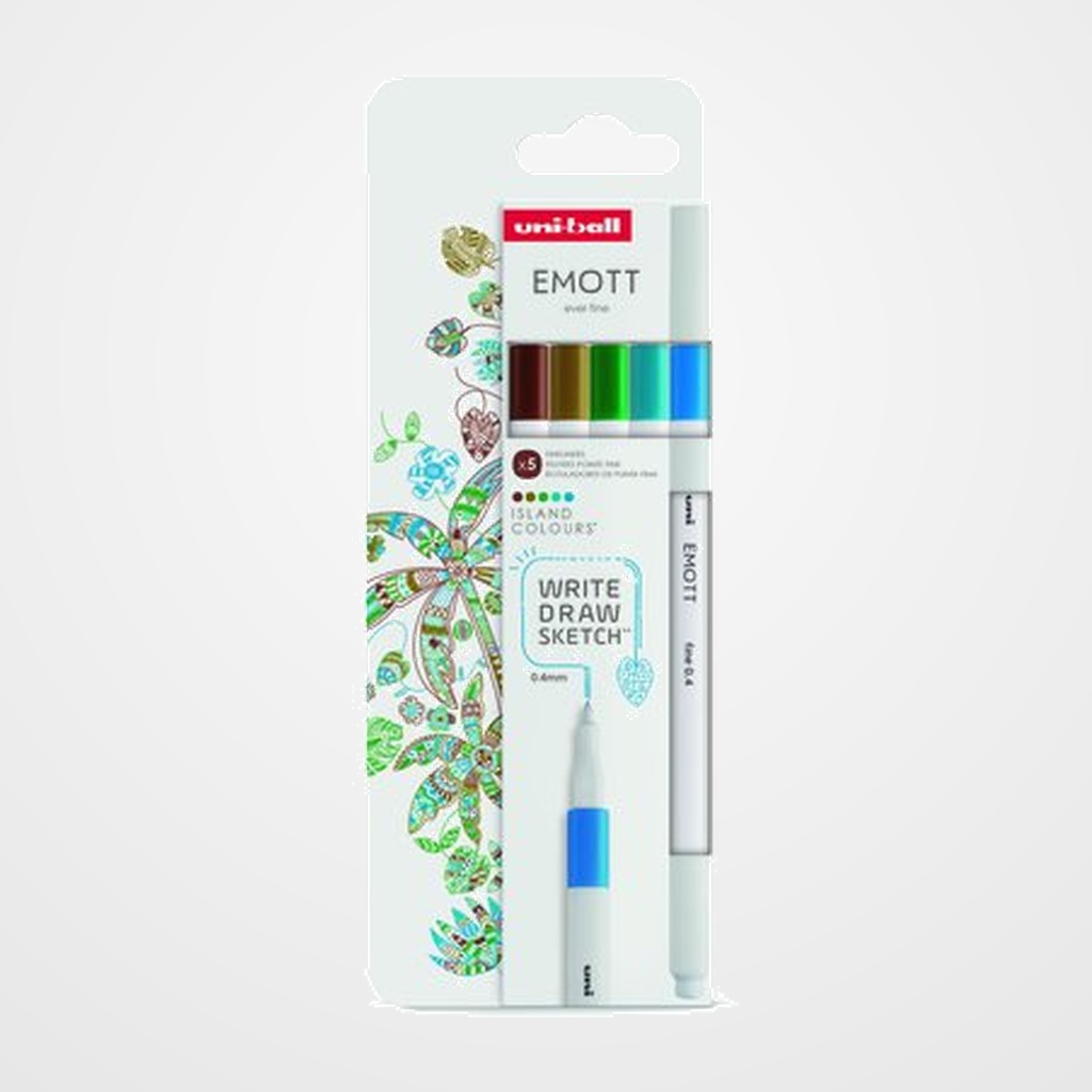ROTULADOR FIBRA UNI-BALL EMOTT FINELINER PEM-SY (0,4) COLORES TROPICALES ESTUCHE de 5