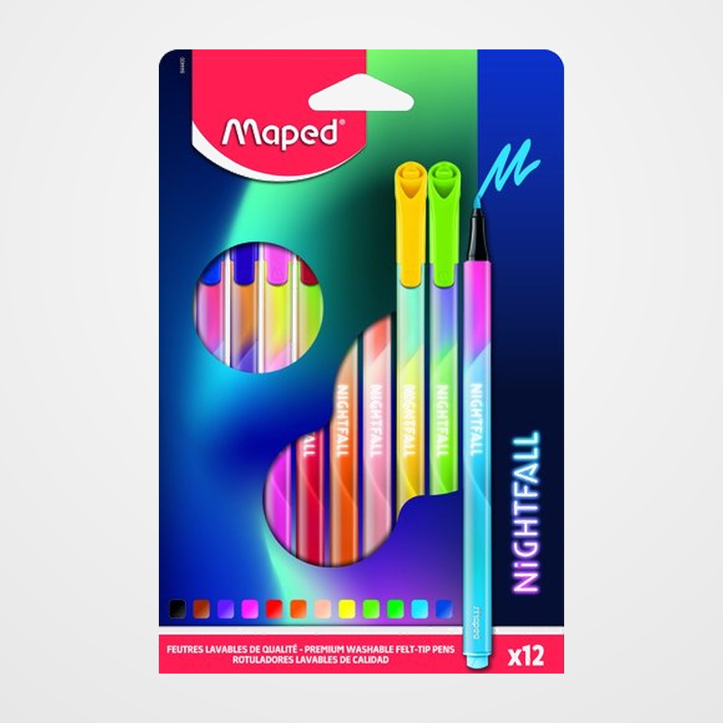 ROTULADOR MAPED NIGHTFALL ESTUCHE 12